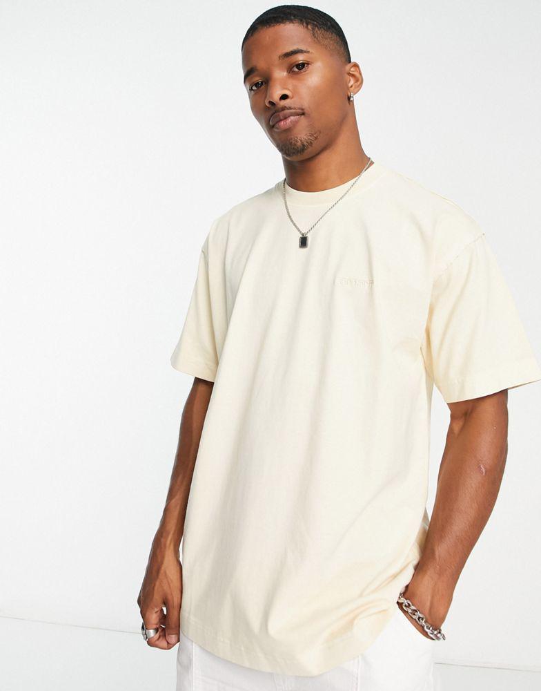 Carhartt WIP marfa raw seam t-shirt in light beige商品第1张图片规格展示
