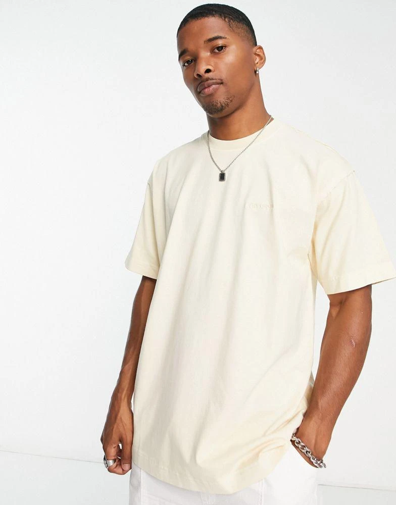 商品Carhartt WIP|Carhartt WIP marfa raw seam t-shirt in light beige,价格¥513,第1张图片