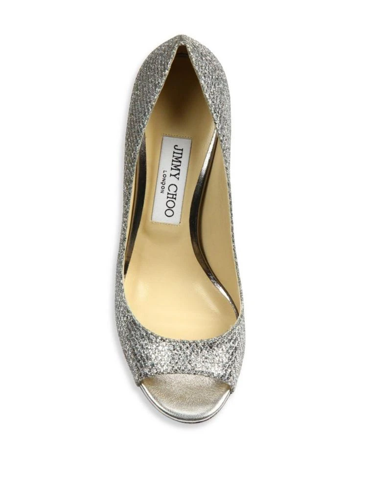 商品Jimmy Choo|Luna 100 Leather & Glitter Peep Toe Pumps,价格¥2084,第4张图片详细描述