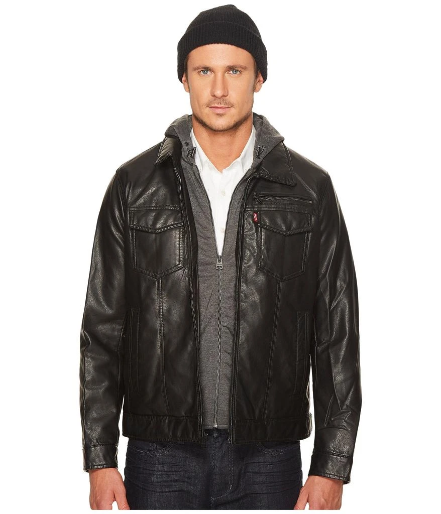商品Levi's|Faux Leather Trucker with Jersey Hood and Fleece Lining,价格¥1313,第5张图片详细描述