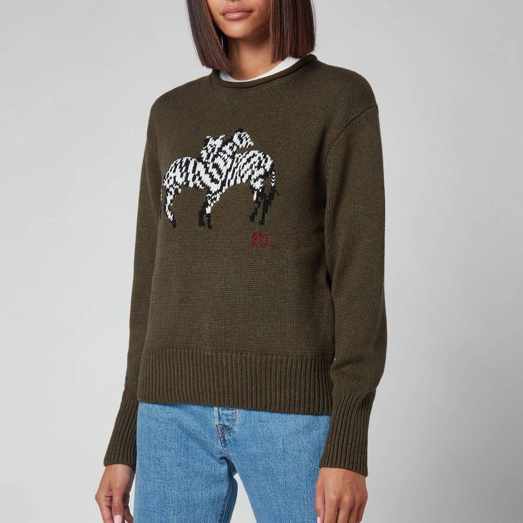 商品Ralph Lauren|Polo Ralph Lauren Women's Zebra Logo Jumper - Olive Multi,价格¥980,第1张图片