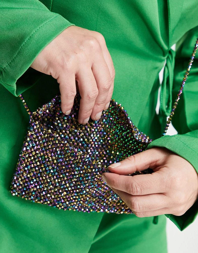 商品ASOS|ASOS DESIGN beaded mini crossbody bag in multi colour,价格¥109,第4张图片详细描述