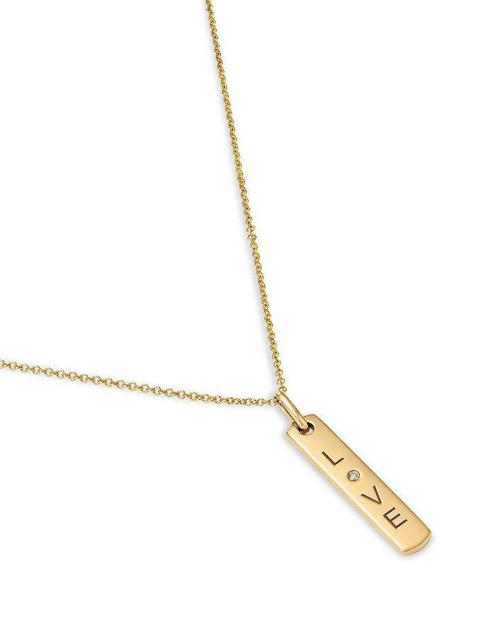 商品Bloomingdale's Fine Collection|Diamond Love Dogtag Pendant Necklace in 14K Yellow Gold, 0.01 ct. t.w.,价格¥16407,第3张图片详细描述