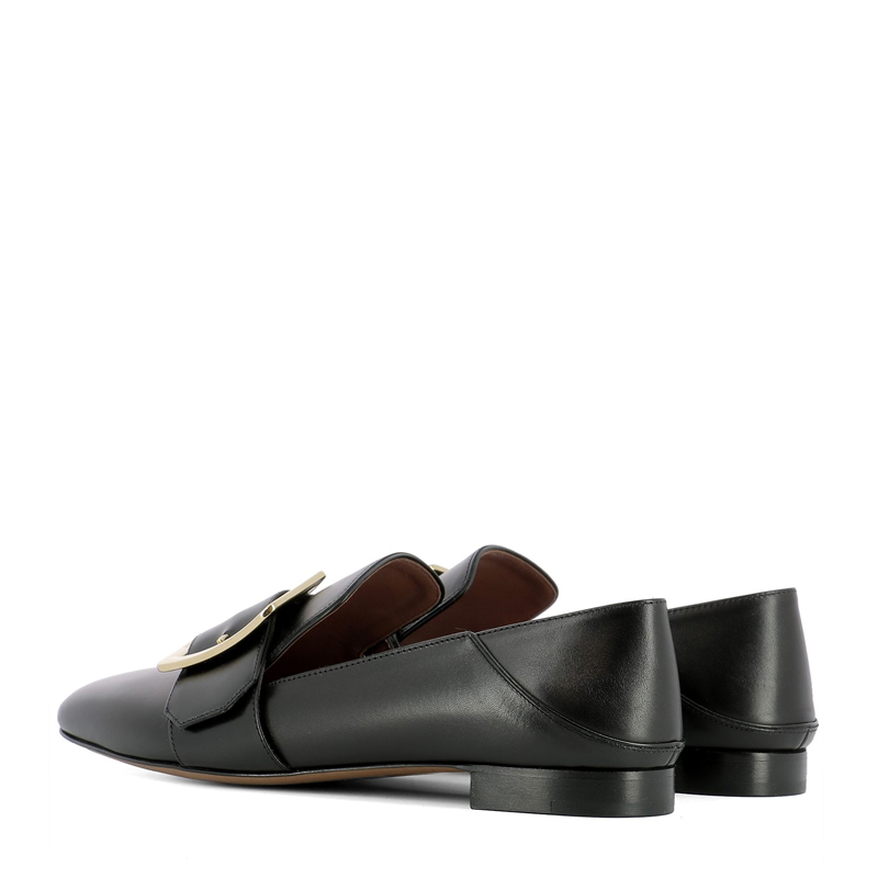 Bally 巴利 女士黑色皮革平跟鞋 6213099商品第2张图片规格展示