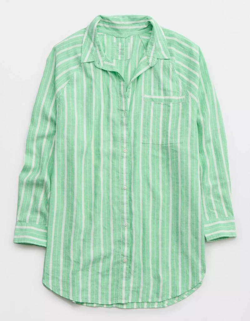 商品Aerie|Aerie Pool-To-Party Linen Blend Cover Up Shirt,价格¥116,第4张图片详细描述