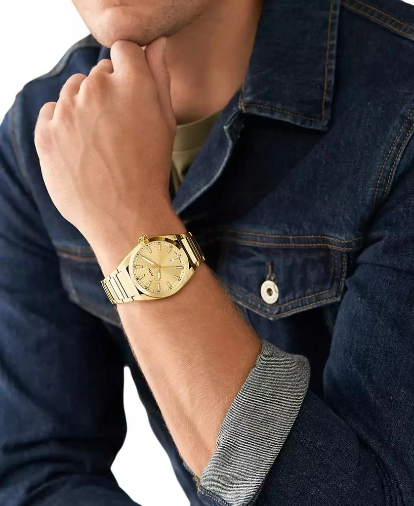 商品Fossil|Men's Everett Three-Hand Date Gold-Tone Stainless Steel Bracelet Watch, 42mm,价格¥1271,第4张图片详细描述