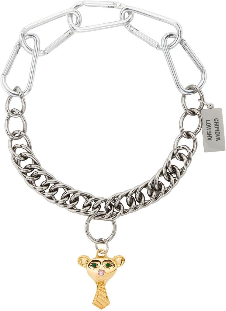SSENSE Exclusive Silver & Gold Bear Pendant Necklace商品第1张图片规格展示
