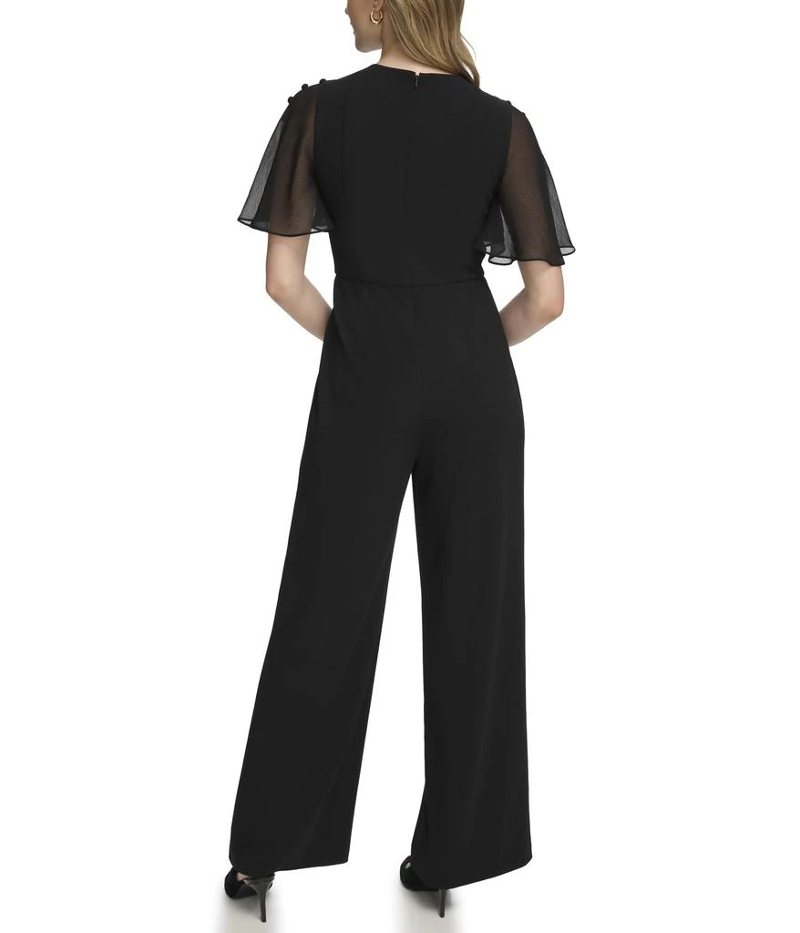 商品Calvin Klein|Scuba Crepe Jumpsuit with Flutter Chiffon Sleeve,价格¥1027,第2张图片详细描述