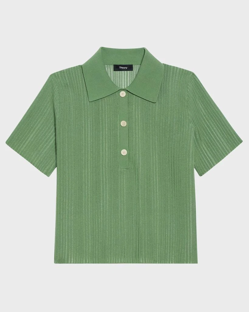 商品Theory|Cropped Matte Cotton Jacquard Polo Shirt,价格¥1710,第2张图片详细描述