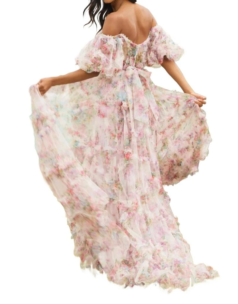 商品Sherri Hill|Tulle Floral Print Gown In Bright Pink Print,价格¥6719,第2张图片详细描述