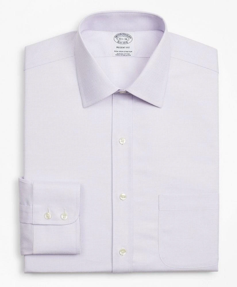 商品Brooks Brothers|Stretch Regent Regular-Fit Dress Shirt, Non-Iron Twill Ainsley Collar Micro-Check,价格¥399,第4张图片详细描述