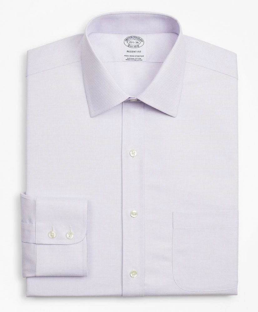 商品Brooks Brothers|Stretch Regent Regular-Fit Dress Shirt, Non-Iron Twill Ainsley Collar Micro-Check,价格¥412,第4张图片详细描述