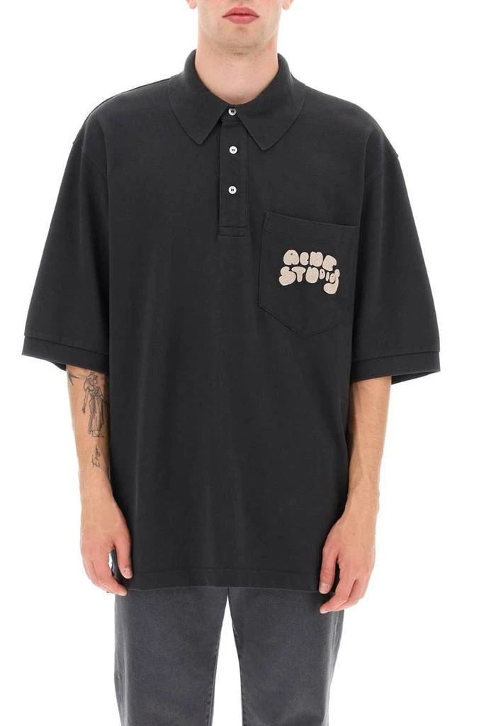 商品Acne Studios|Acne studios oversized polo shirt with embroidered logo,价格¥1778,第2张图片详细描述