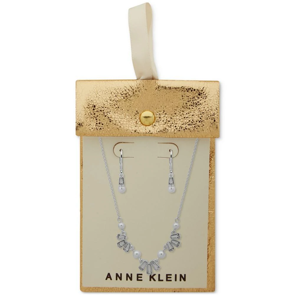 商品Anne Klein|Silver-Tone Crystal & Imitation Pearl Statement Necklace & Drop Earrings Set,价格¥209,第2张图片详细描述