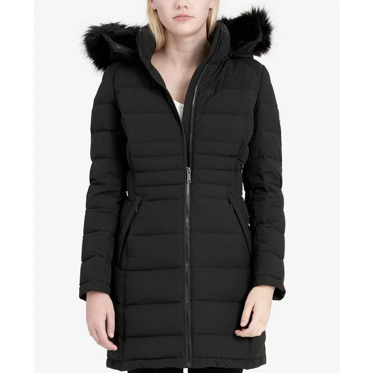 商品Calvin Klein|Faux-Fur-Trim Stretch Down Coat,价格¥1047,第1张图片