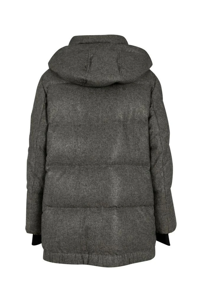商品Brunello Cucinelli|BRUNELLO CUCINELLI Techno lamé wool down jacket with detachable hood and Precious Patch,价格¥18092,第2张图片详细描述