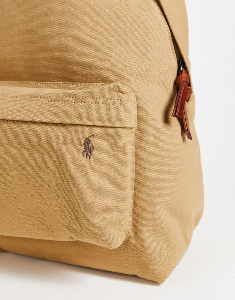 Polo Ralph Lauren canvas backpack in tan with logo商品第4张图片规格展示
