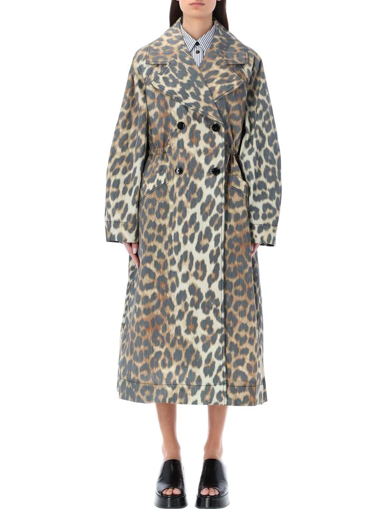 商品Ganni|Ganni Leopard Trench,价格¥3211,第1张图片