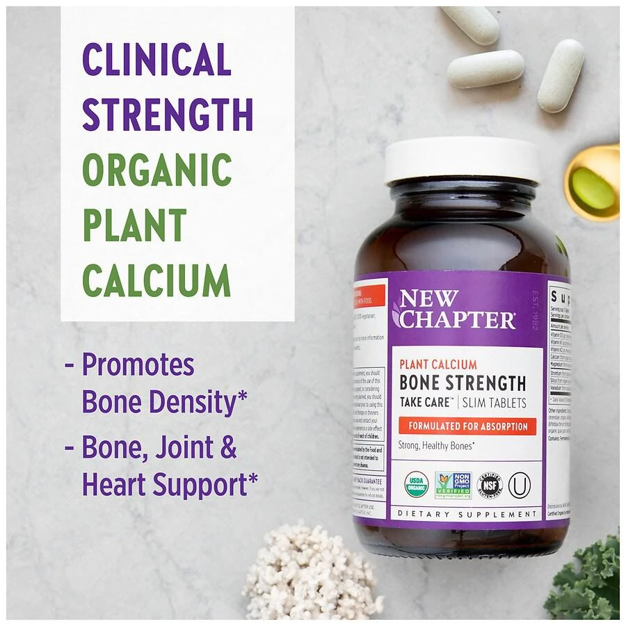 商品New Chapter|Bone Strength Take Care, Organic Plant Calcium Supplement, Slim Tabs,价格¥315,第5张图片详细描述