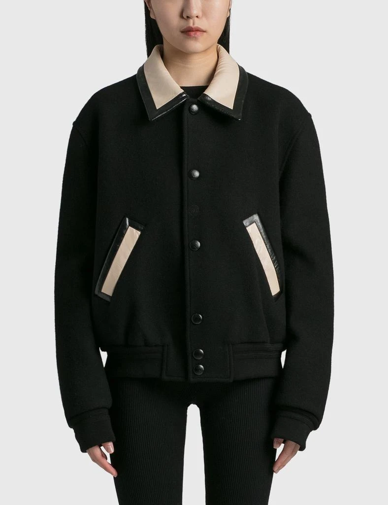 商品Recto|Butler Faux Leather Contrast Collar Wool Jacket,价格¥3231,第1张图片