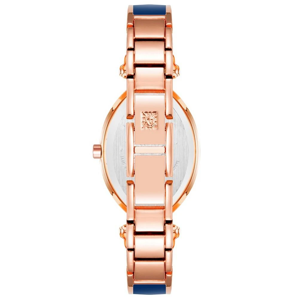 商品Anne Klein|Women's Three-Hand Quartz Rose Gold-Tone Alloy with Navy Enamel Bracelet Watch, 24mm,价格¥637,第3张图片详细描述