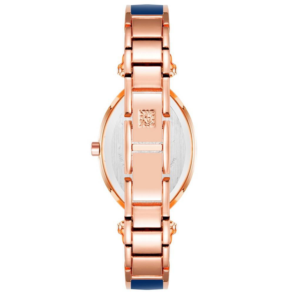 商品Anne Klein|Women's Three-Hand Quartz Rose Gold-Tone Alloy with Navy Enamel Bracelet Watch, 24mm,价格¥639,第5张图片详细描述