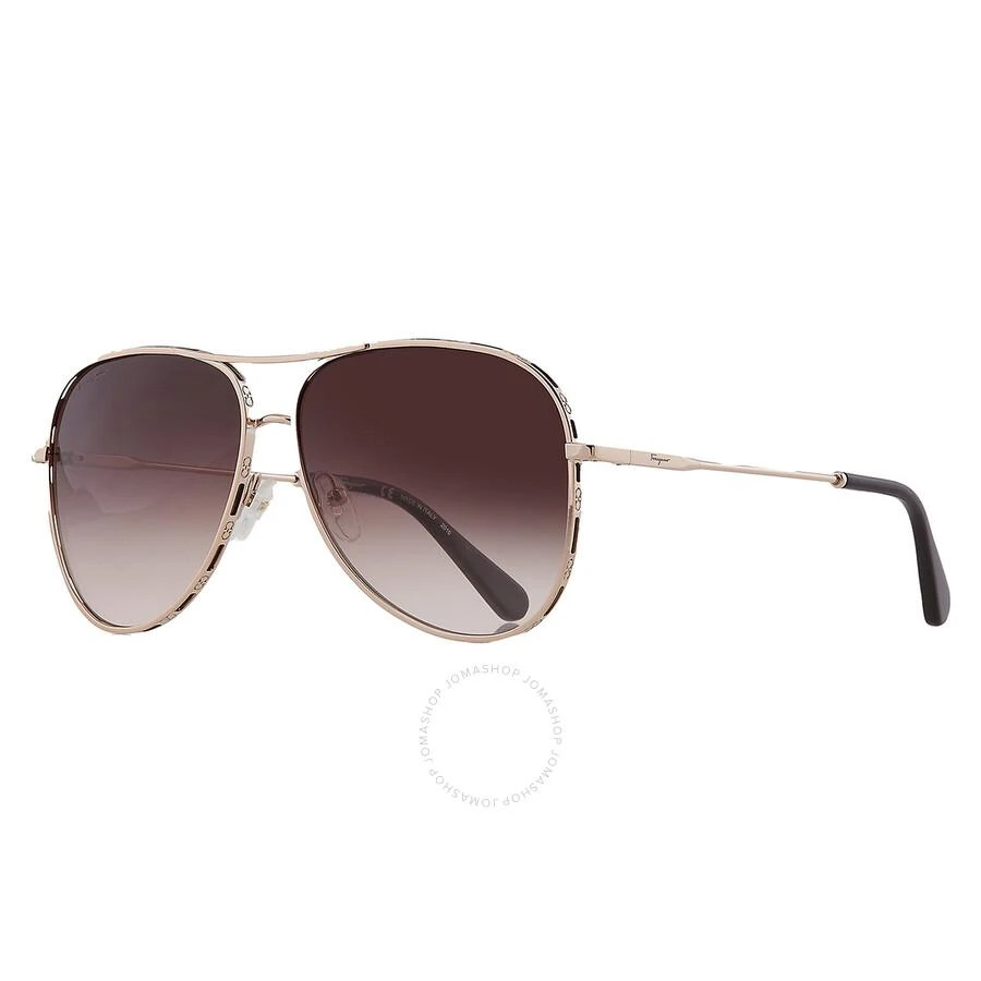 商品Salvatore Ferragamo|Dark Brown Gradient Pilot Ladies Sunglasses SF268S 786 62,价格¥522,第3张图片详细描述