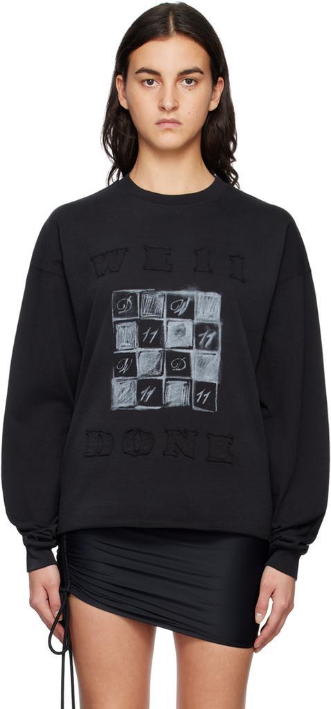 商品We11done|Black Printed Long Sleeve T-Shirt,价格¥1031,第1张图片
