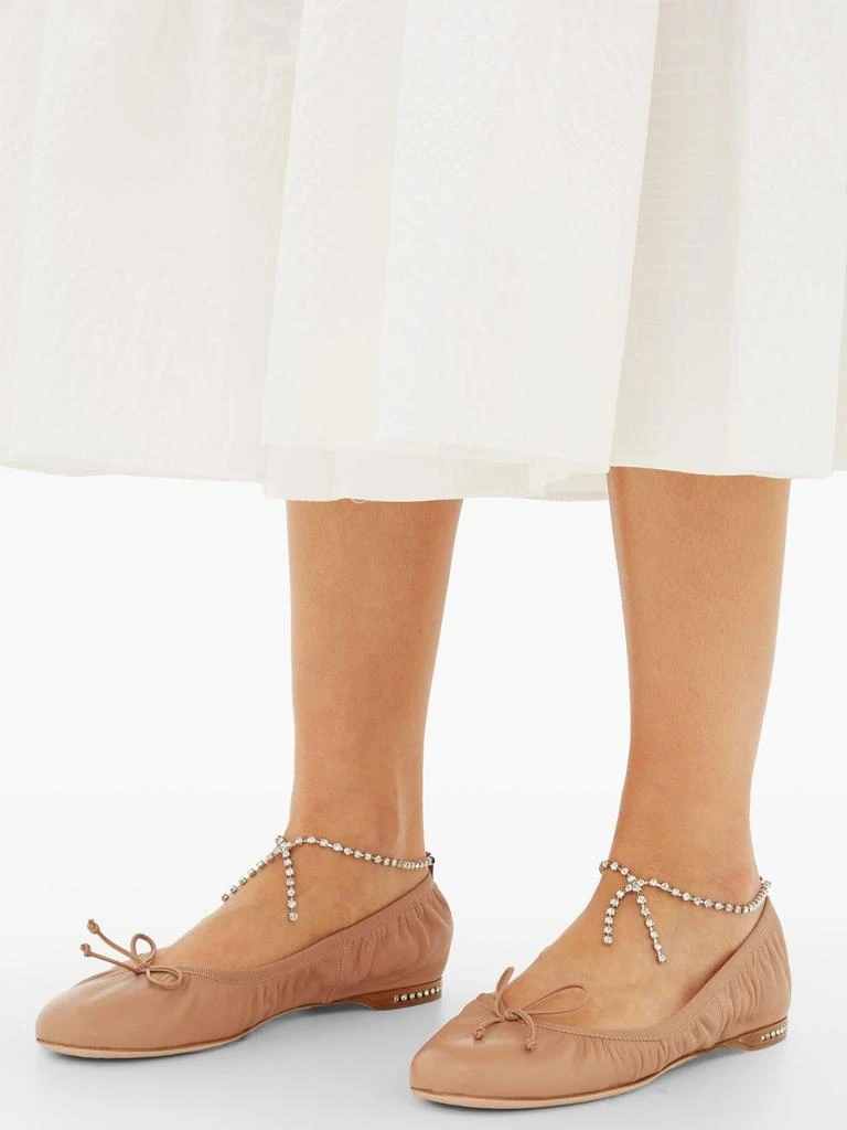 商品Miu Miu|Crystal-anklet leather ballet flats,价格¥1818,第3张图片详细描述