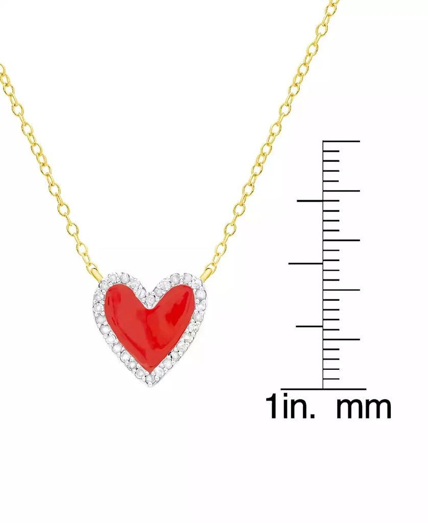 商品Macy's|Diamond Red Enamel Heart "Loved" 18" Pendant Necklace (1/8 ct. t.w.) in 14k Gold-Plated Sterling Silver,价格¥650,第3张图片详细描述