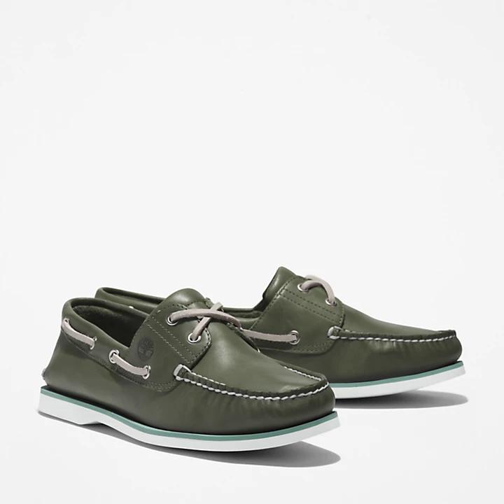 Timberland® 2-Eye Classic Boat Shoe for Men in Dark Green商品第4张图片规格展示