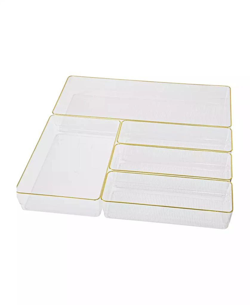 商品Martha Stewart|Kerry Plastic Stackable Office Desk Drawer Organizers, Various Sizes, 5 Compartments,价格¥299,第1张图片