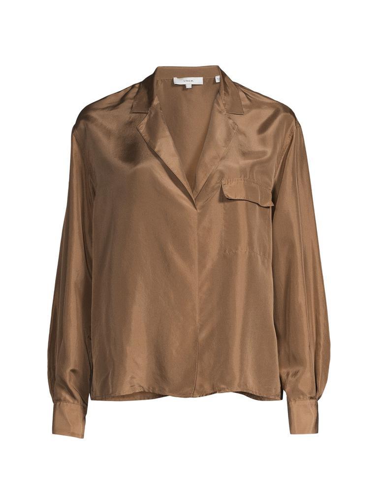 商品Vince|Notch Lapel Silk Shirt,价格¥630,第6张图片详细描述