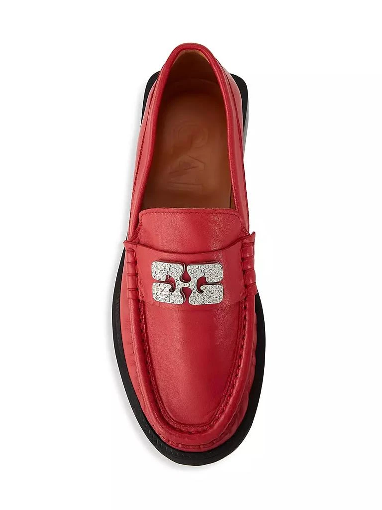 商品Ganni|35MM Rhinestone-Embellished Leather Loafers,价格¥1833,第5张图片详细描述