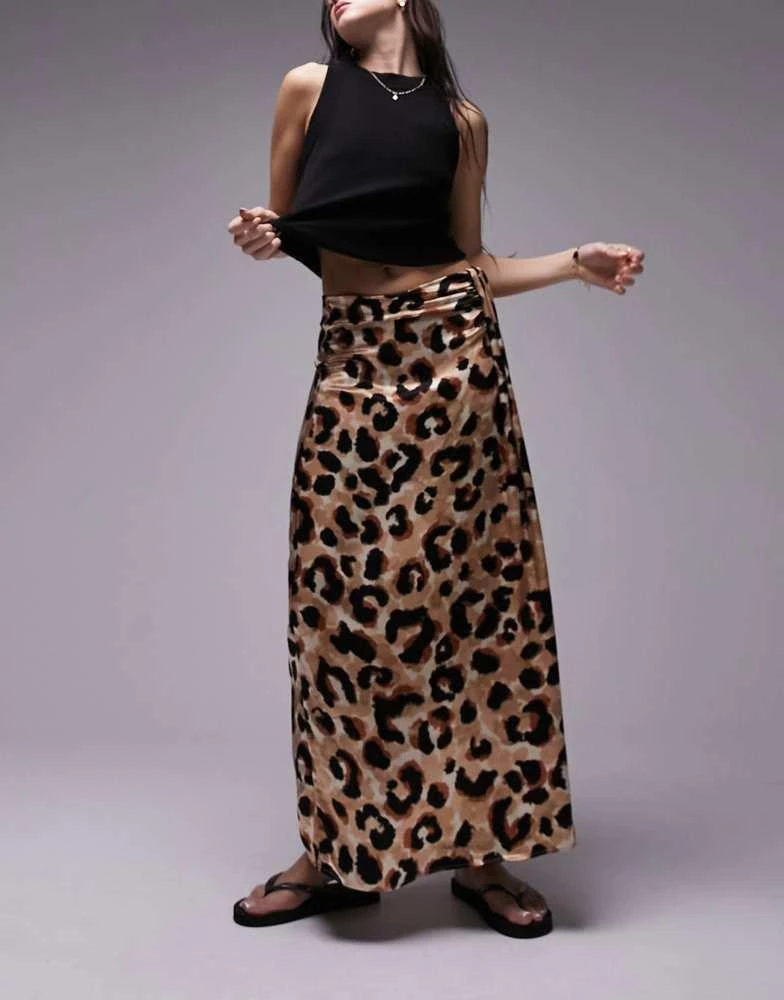 商品Topshop|Topshop tuck split midi skirt in leopard print,价格¥79,第2张图片详细描述