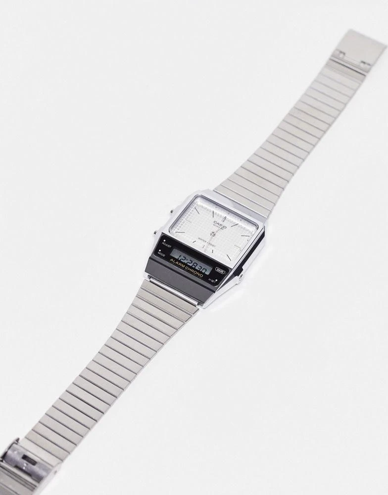 商品Casio|Casio vintage style watch with grid face in silver Exclusive at ASOS,价格¥345,第4张图片详细描述