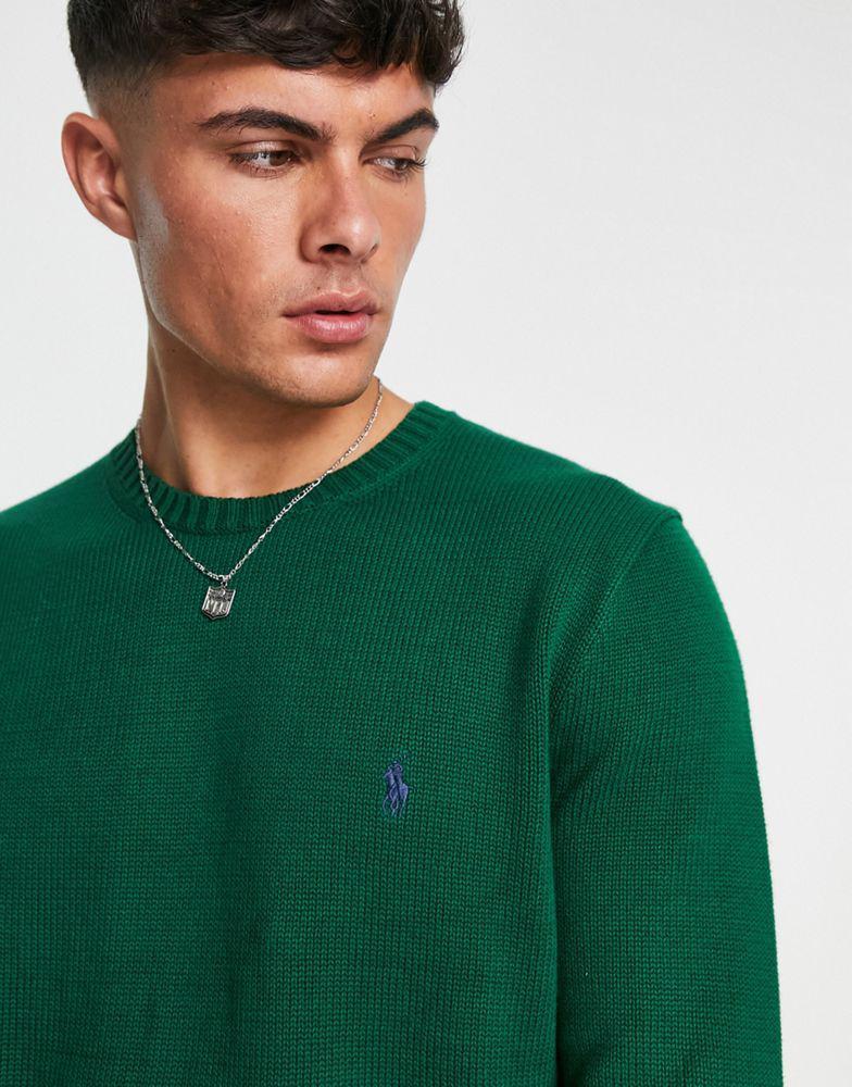 商品Ralph Lauren|Polo Ralph Lauren icon logo heavyweight cotton knit jumper in dark green,价格¥1263,第5张图片详细描述