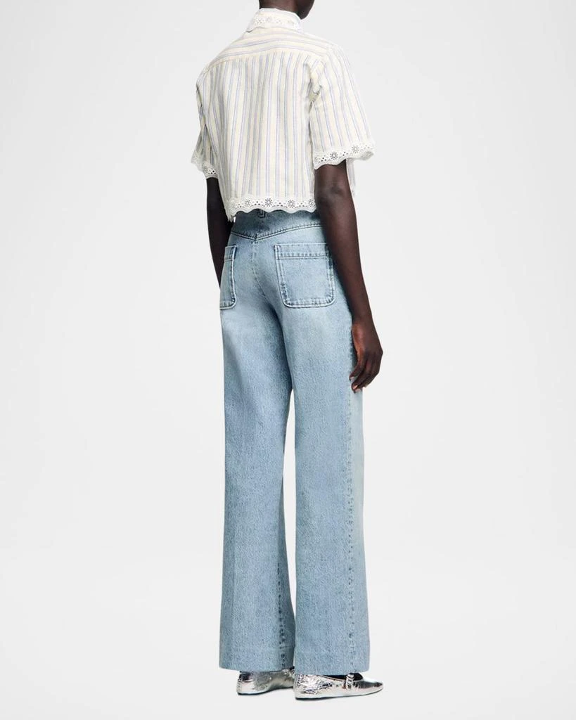 商品Sandro|Roselle Striped Lace-Trim Shirt,价格¥2413,第3张图片详细描述