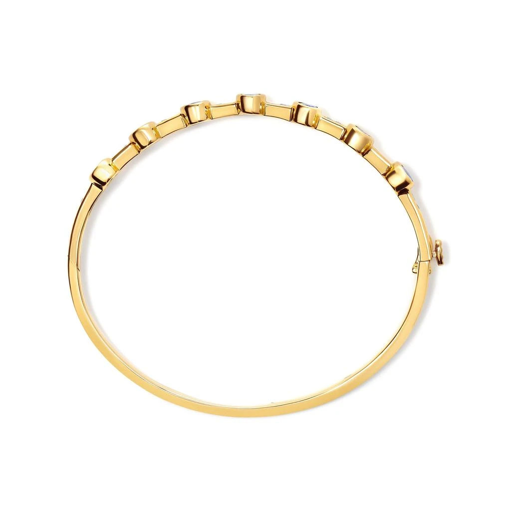 商品Haus of Brilliance|14K Yellow Gold 1/3 Cttw Round-Cut Diamond and 5MM Oval-Cut Blue Tanzanite Gemstone Bangle Bracelet,价格¥28692,第3张图片详细描述