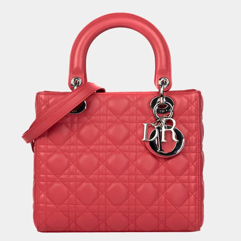 商品[二手商品] Dior|Dior Pink Leather Small Cannage Lady Dior Shoulder Tote Bag ,价格¥22199,第1张图片