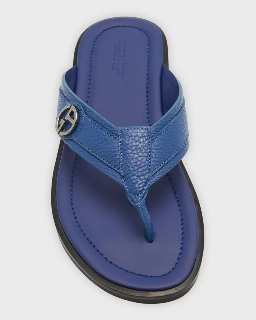 商品Giorgio Armani|Men's GA-Logo Leather Flip Flops,价格¥4826,第4张图片详细描述