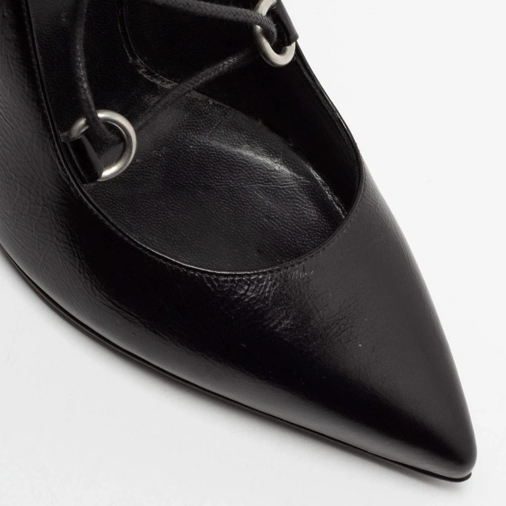 Saint Laurent Black Leather Thorn Lace Up Pointed Toe Pumps Size 36 商品
