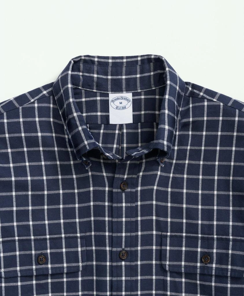 商品Brooks Brothers|Brushed Cotton-Cashmere Checked Chest-Pocket Sport Shirt,价格¥662,第3张图片详细描述