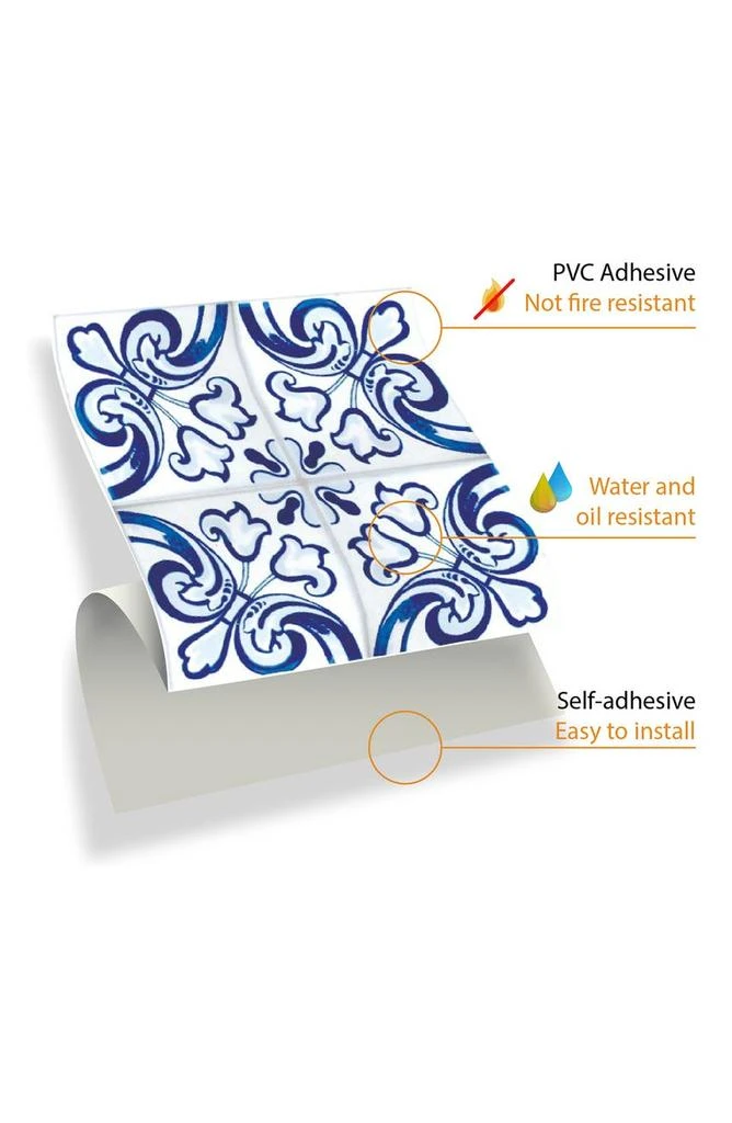 商品WALPLUS|Blue Turkish Mediterranean Wall Tiles - Pack of 5,价格¥329,第2张图片详细描述