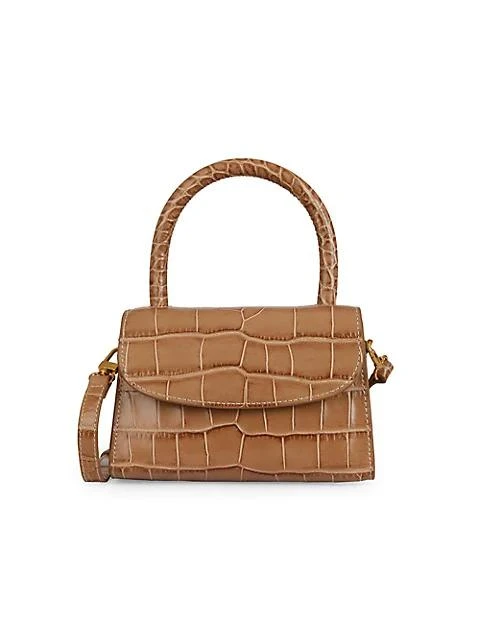 商品by FAR|Mini Croc-Embossed Leather Top Handle Bag,价格¥2098,第1张图片