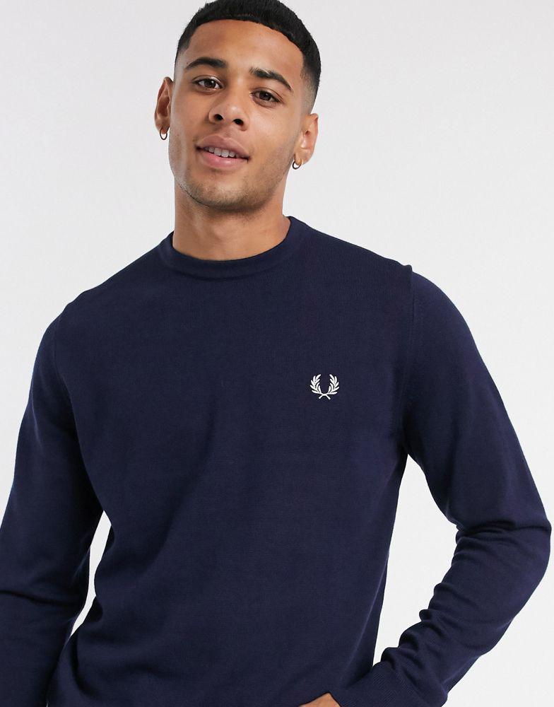 Fred Perry crew neck jumper in navy商品第3张图片规格展示