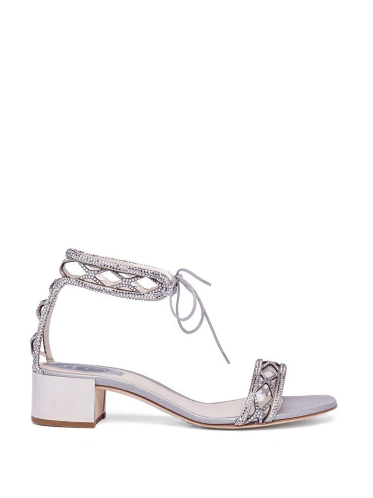 商品Rene Caovilla|Crystal & Suede Ankle-Tie Block Heel Sandals,价格¥3693,第5张图片详细描述