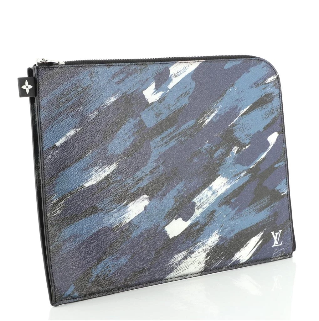 商品[二手商品] Louis Vuitton|Louis Vuitton Blue Multicolor Camo Printed Canvas Leather Pochette,价格¥7916,第1张图片