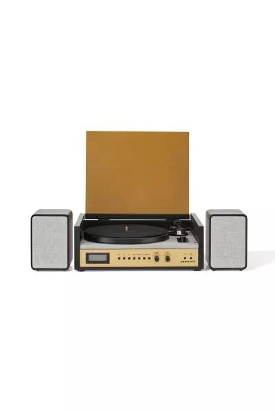 商品Crosley|Crosley Coda Record Player & Speaker Shelf System,价格¥2055,第1张图片