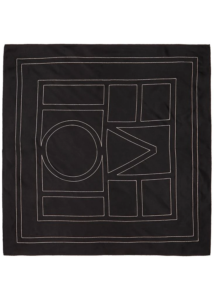 商品Totême|Black logo-embroidered silk scarf,价格¥2363,第4张图片详细描述